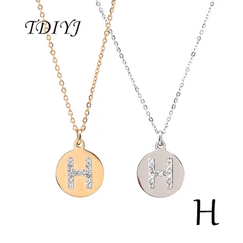 

TDIYJ Hot (2 pieces/lot) Fashion Stainless Steel Initial Necklace H Letters Charm Word Pendant Necklace Women Jewelry