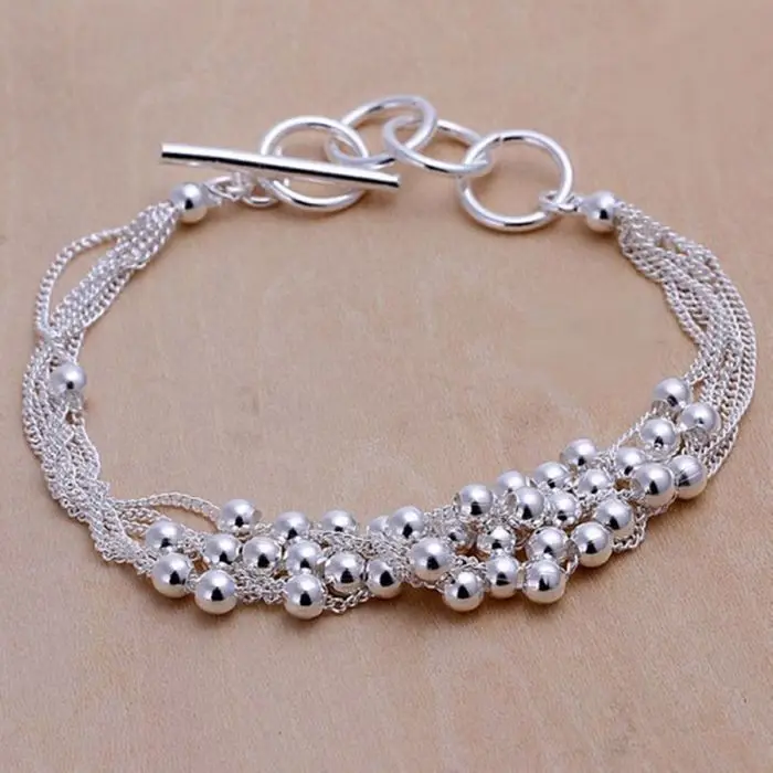 

LQ-H101 925 jewelry silver plated Bracelet Fashion Jewelry Bracelet Six-lane light bead bracelet adja iuqa