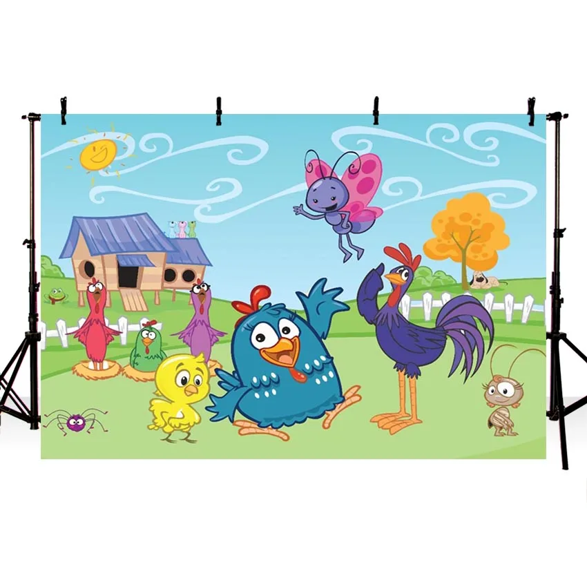 

MEHOFOTO Galinha Pintadinha Clouds Sky Farm Cottage Yard Fence Custom Photo Studio Backdrop Background Vinyl Lv-472