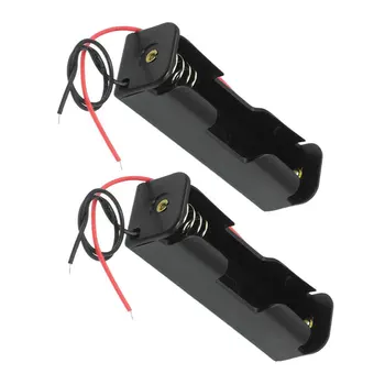 

2Pcs Black 18650 Flat Tip Batteries Battery Holder Case w Wire Leads 8899