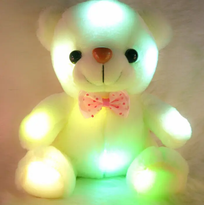 Милые белые плюшевые бархатные медведь светящиеся Light Up Multi-Цвет игрушки подарки