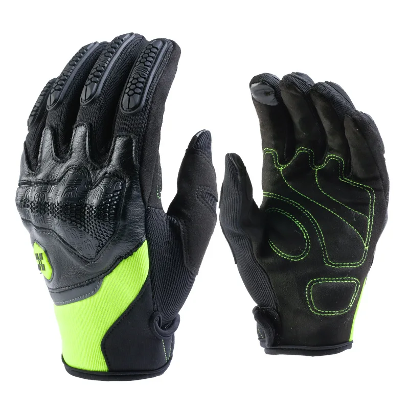 

High Quality Top quality Revit Motorcycle Touch screen Gloves orange green Racing Gloves Genuine Leather Motorbike Gloves STA35