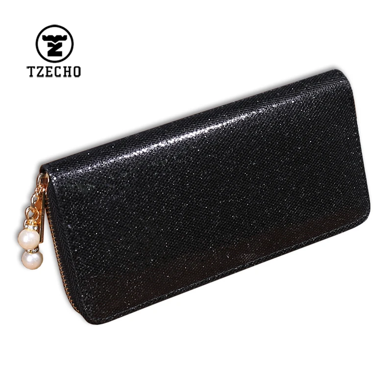 

TZECHO Long Wallet for Women With Phone Bling Clutch Female Purses Rfid Credit Cards Holder Ladies Plastic Beads Women Wallets