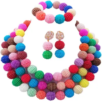 

Handmade Multicolor Nigerian Design Style Women Jewellery Sets for Party 3C-ZZ-09