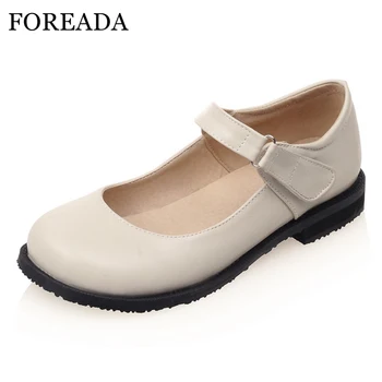 

FOREADA Spring Mary Janes Shoes Women Flats Casual Flat School Shoes Round Toe Shoes Female Footwear New Wine Red Big Size 33-43