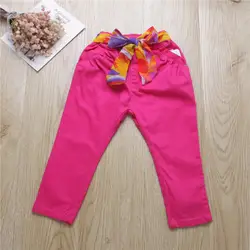 Y TMJ2-2115031/осенняя одежда для малышей, штаны для девочек, однотонная детская одежда с цветочной аппликацией, брюки для девочек, детская одежда