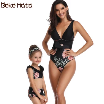 

Family Matching Swimsuits For Mother And Daughter 2019 One-piece Mommy And Me Clothes Family Look Mom Daughter Swimwear Bikini
