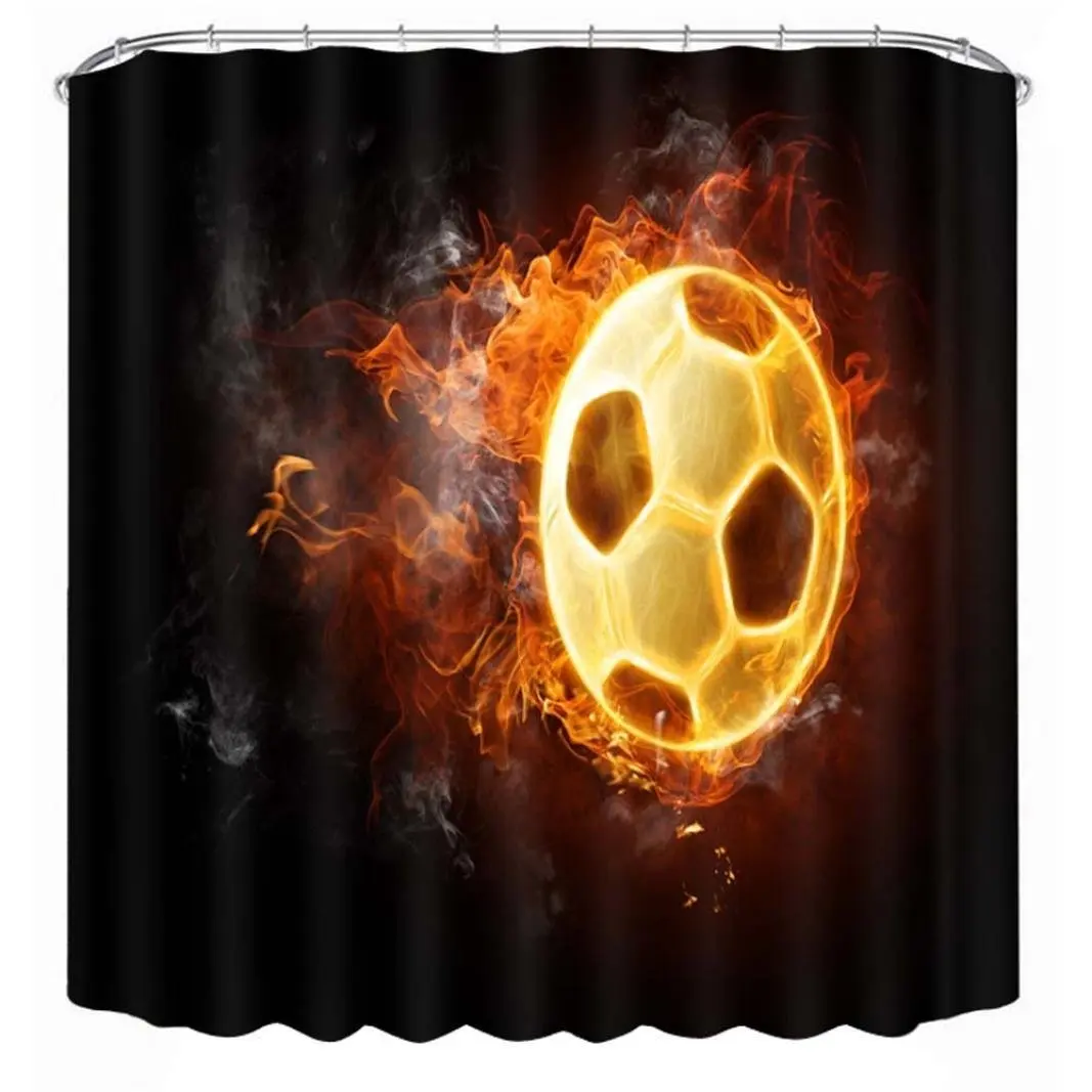 GBSELL Waterproof Cool Football Print Polyester Bathroom Shower Curtain