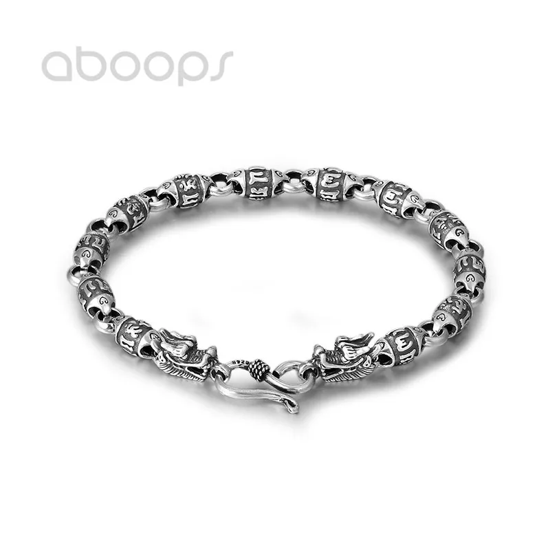 

Vintage 925 Sterling Silver Link Chain Bracelet Double Dragon Heads for Men Women 18.5 cm Free Shipping