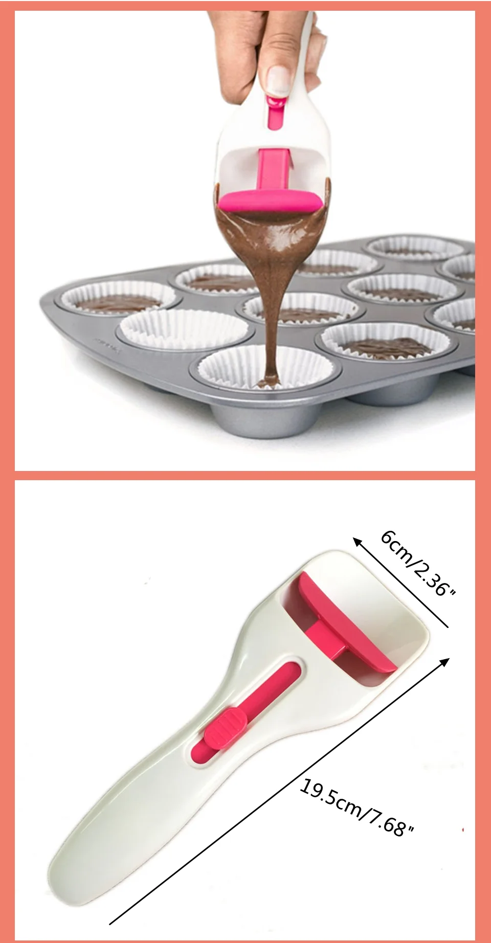 Cake biscuit decorating tools Cake batter can be pushed dispensing spoon Baking Spatula Shovel Cupcake Scoop