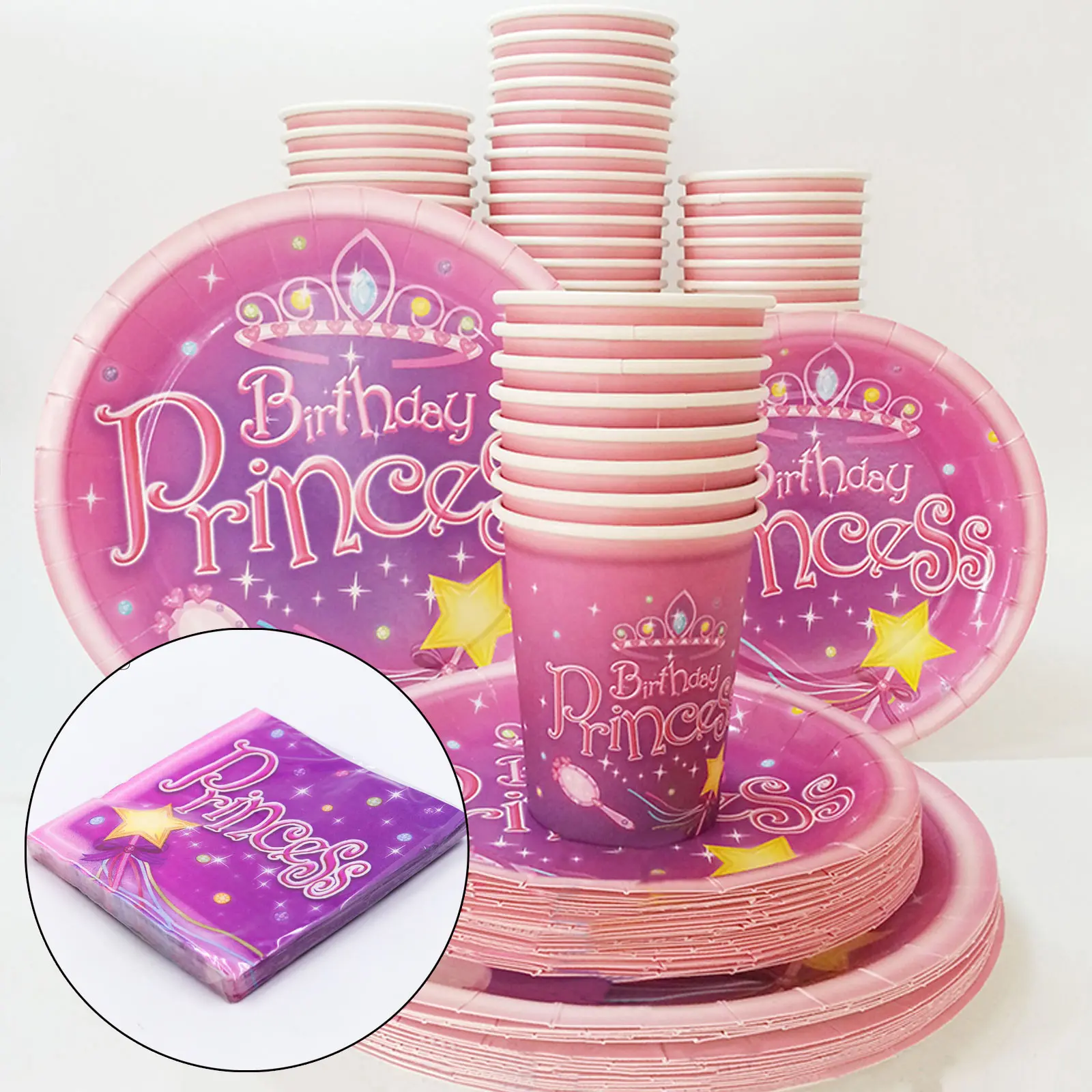 

1 Set 2 Style Disposable Tableware Plates Paper cups Napkins Paperboard party Tableware Favor Birthday Baby shower supplies