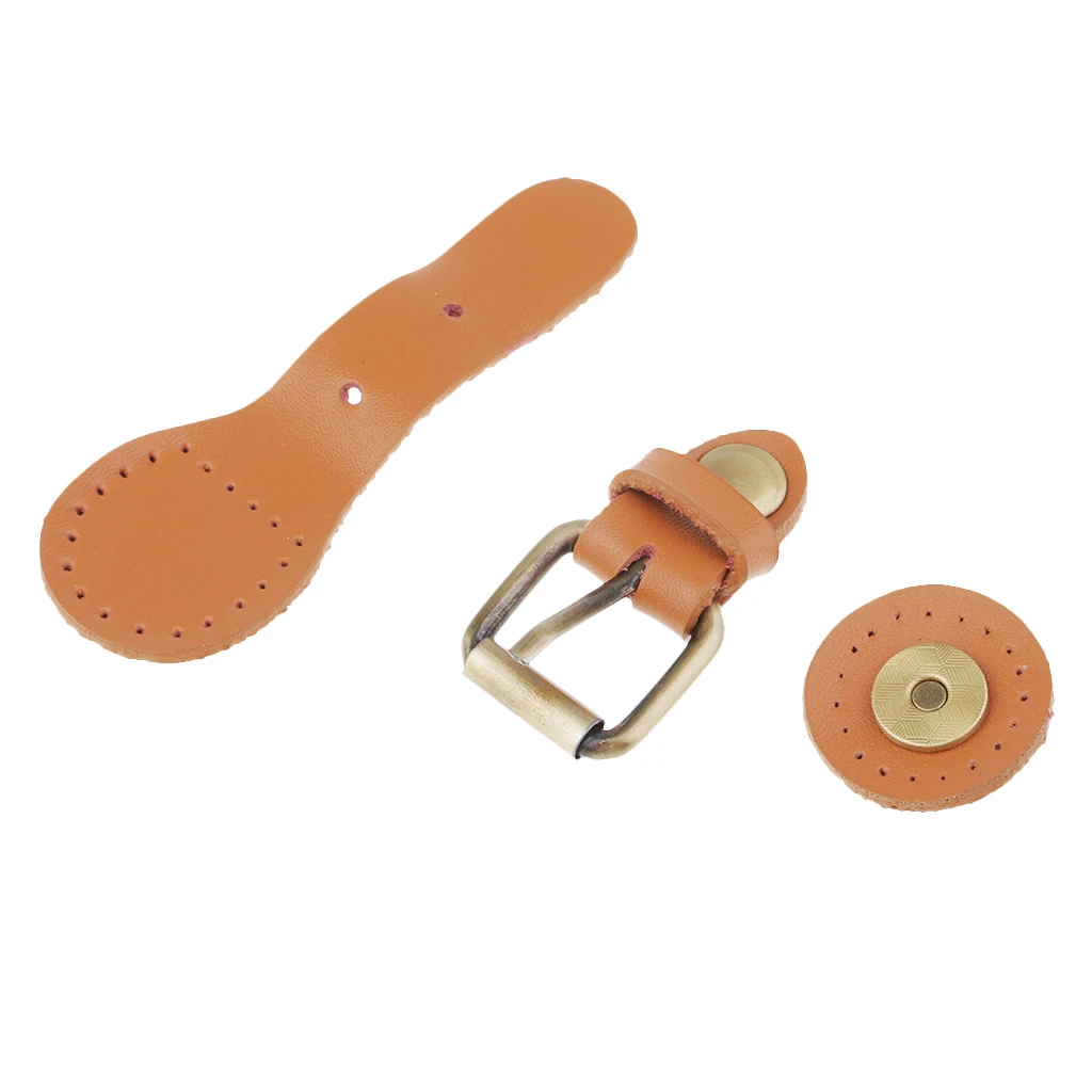 Retro Sew on Leather Magnetic Snap Buckles Closure DIY Bag Handbag Replacement 9.5x2cm