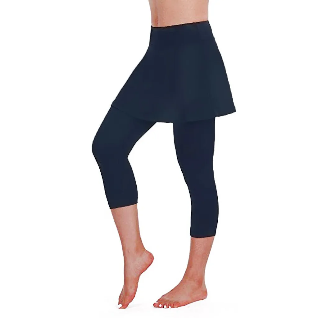 Новое поступление пикантные Для женщин Повседневная юбка леггинсы брюки спортивные Фитнес укороченные брюки для йоги до щиколотки Длина брюки с юбкой N20