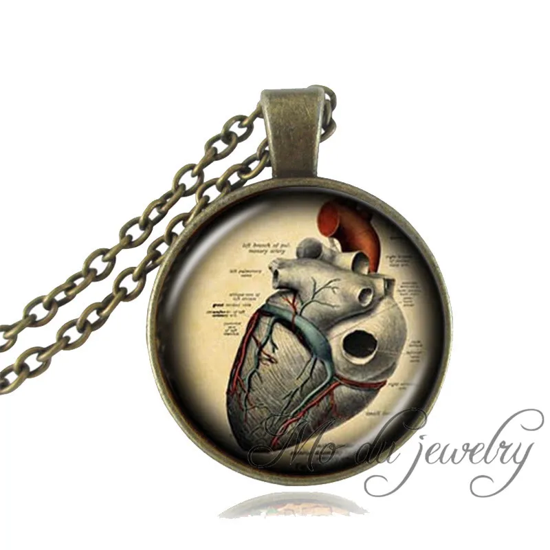 Vintage Steampunk Anatomical Heart Necklace Anatomy Jewelry Gothic