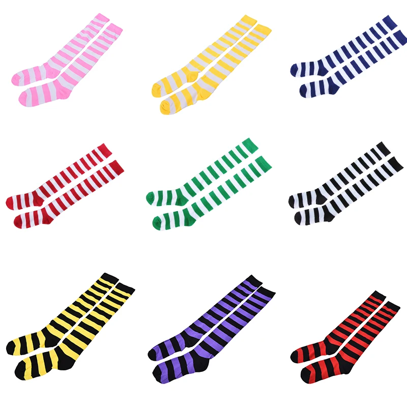 

1 Pair New Fashion Women Girls Long Striped Socks Over The Knee Thigh High socks 9 Colors hot sale