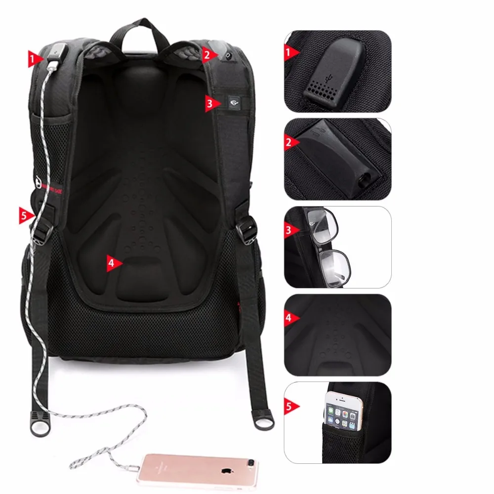 Homens 17 polegada computador portátil bagpack saco