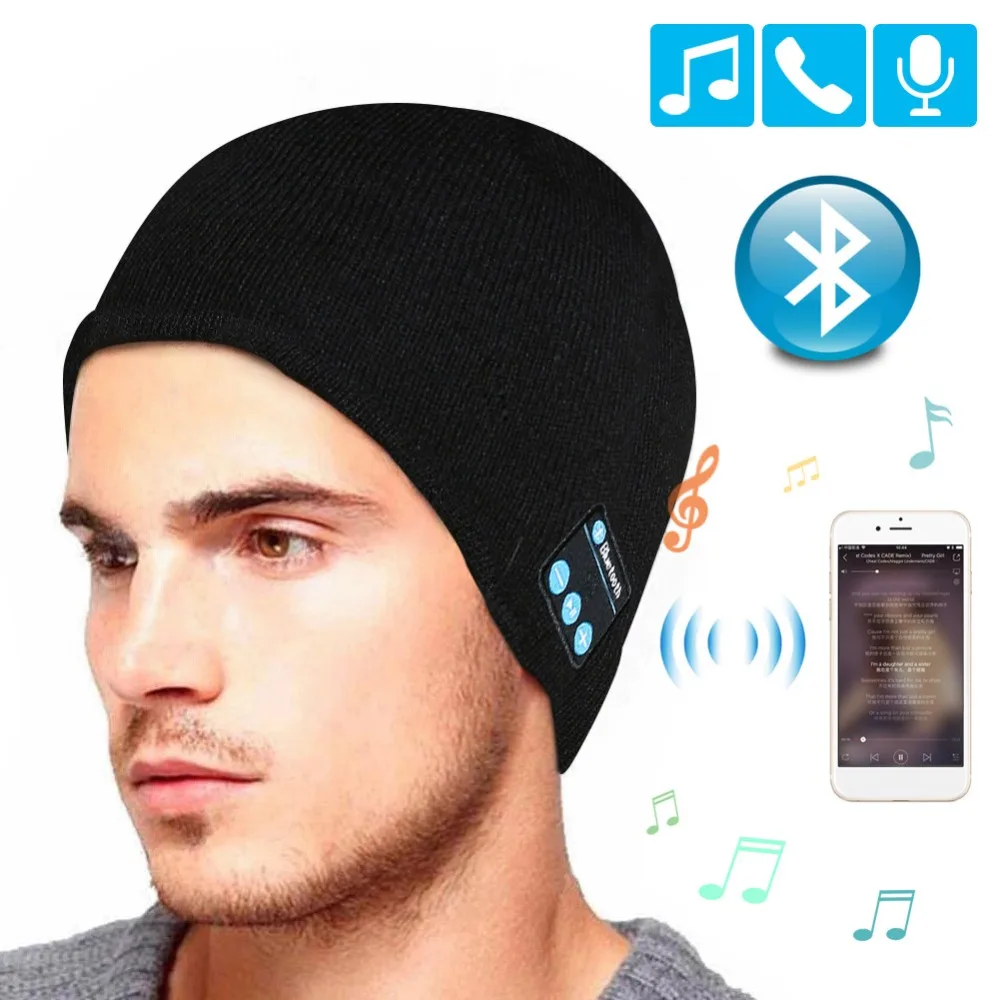 Bluetooth Earphone Music Hat Winter Wireless Headphone Cap Headset With Mic Sport Hat For Meizu Sony