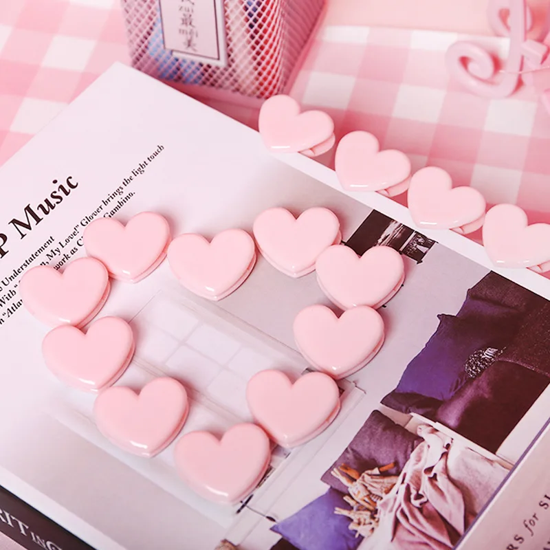Paper Clips 10pc/lot Cute love heart Color Small Paper Clip Plastic Craft Memo Clips DIY Clothes Photo Clamps Decorative Office School