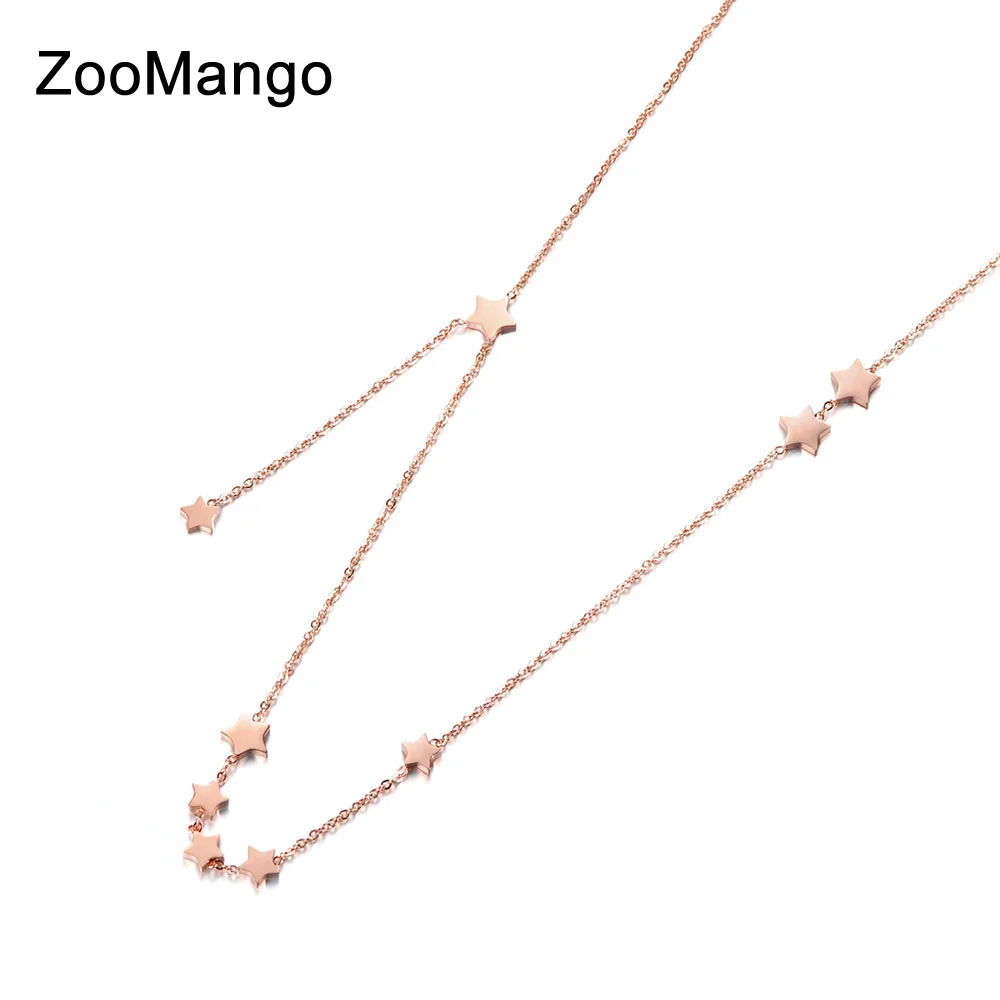 

ZooMango Creative Simple Gypsophila Chain & Link Necklaces Jewelry Titanium Steel Star Choker Necklace For Women Collier ZN18017