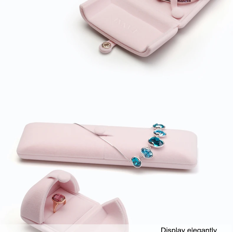 FANXI розовый бархат ювелирные изделия Подарочная коробка Кольцо Кулон ожерелье браслет Длинная цепочка Дисплей Коробка для хранения Упаковка Свадебная вечеринка витрина