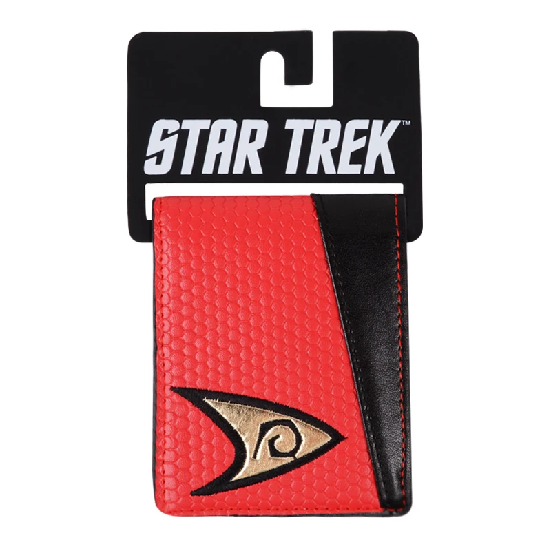 

Star Trek wallet short style with label color blue and yellow and red wallet for young man's double folding wallet
