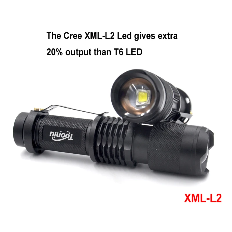 XML-L2 2500lm مضيا السلطة العليا البسيطة XML-T6 زوومابلي الشعلة مدعوم من 18650 ليثيوم بطارية ل ركوب التخييم الصيد