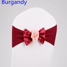 Burgandy цвет стул из лайкры Sash бабочка галстук с канделябр для украшения для свадебных стульев повязка из спандекса стрейч галстук-бабочка