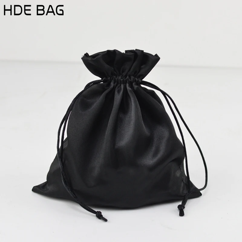 Us 34 98 Black Satin Bag Packaging Jewelry Makeup Gift Wedding Party Storage Hair Shoe Bags Silk Pouches Sachet Pocket Custom Logo Print In