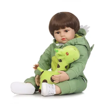 

22" 55cm bebe boy reborn fake newborn babies silicone dolls for children birthday gift with dinosaur clothing bonecas menino