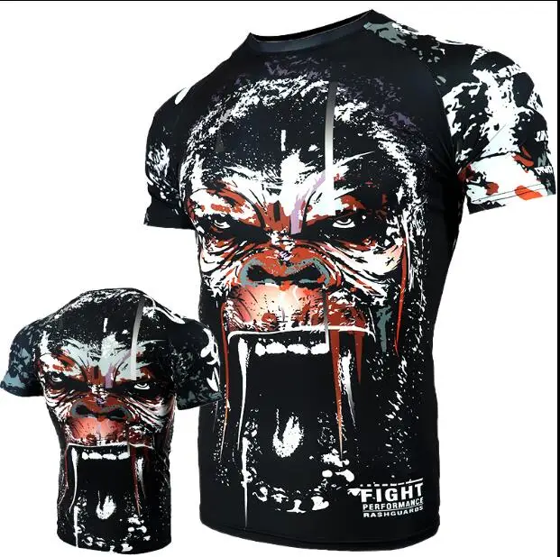 Мужская футболка с короткими рукавами MuayThai mma fight tops Gorilla enrage боксерские Майки