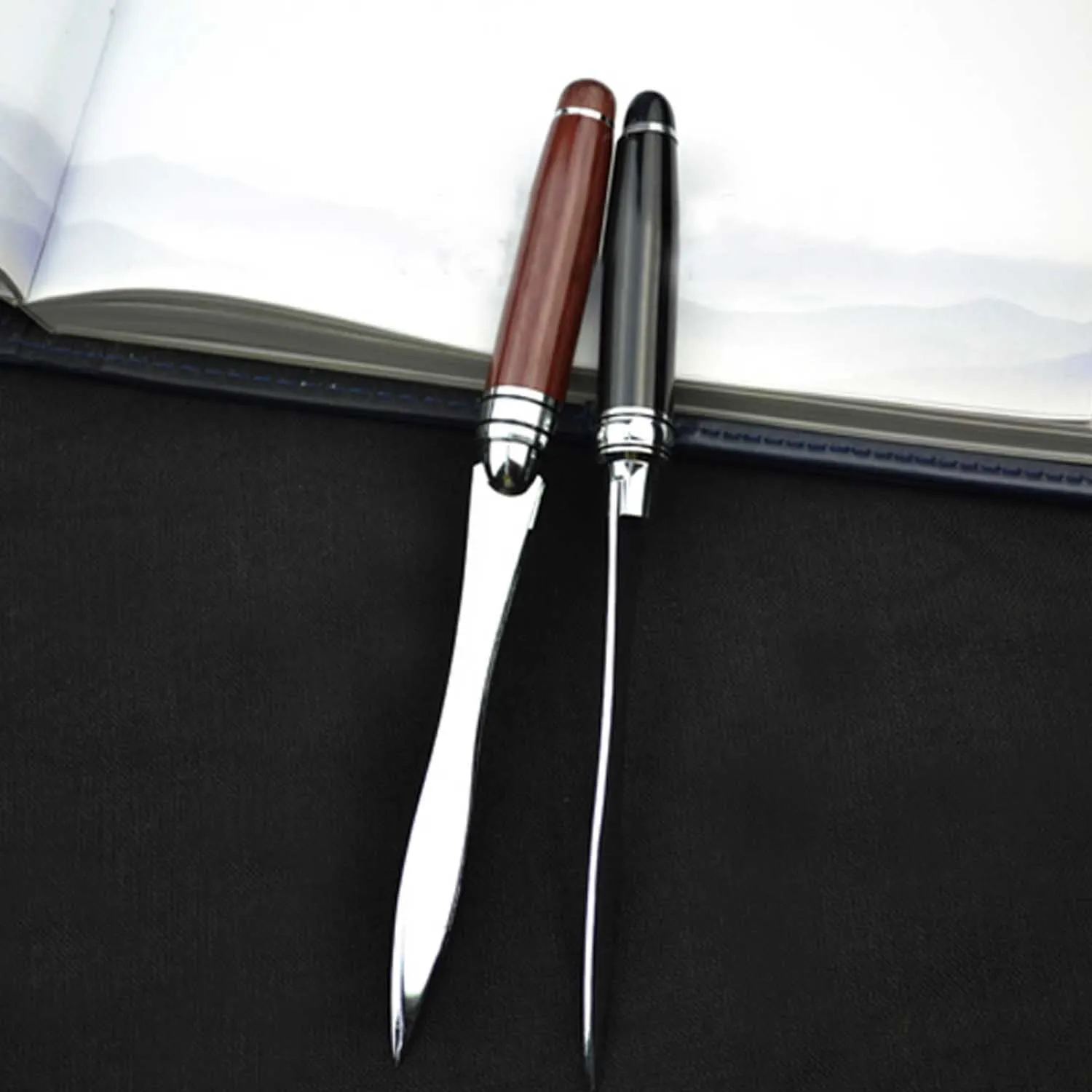

Retro Vintage Metal File Letter Opener Cut Paper Knife Cutter with Wood Handle for School Home Office Supplies Random Color