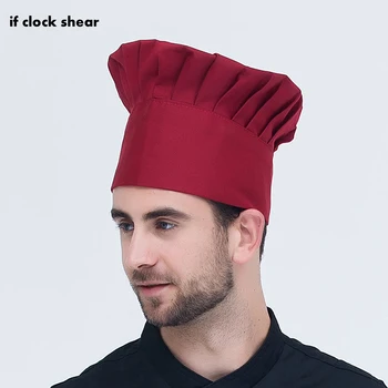 

High Quality Chef hat Adult Restaurant Hotel Bakery Canteen Solid Sushi Chef Waiter Hats Chef Cooker Workwear Fold Cap Wholesale