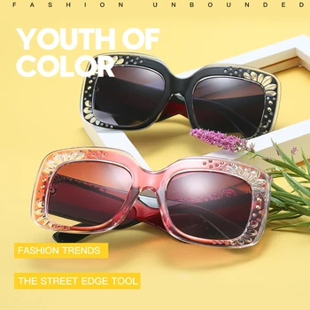 

GYSNAIL Fashion square Sunglasses Women brand designer diamond frame oversized Sun Glasses for women Mirror Retro vintage oculos