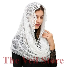 Новая Цветочная кружевная Мантилья, Соборная вуаль для церкви, женская накидка на голову, Латинская Массовая традиционная вуаль Velo Mantilla de Novia Mantille