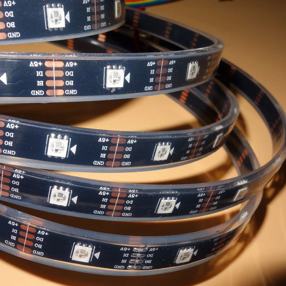 

Addressable 5m 30LEDs/m DC5V WS2813 RGB led pixel strip,IP68;epoxy resin filled in the tube;with 30pixels/M;black PCB