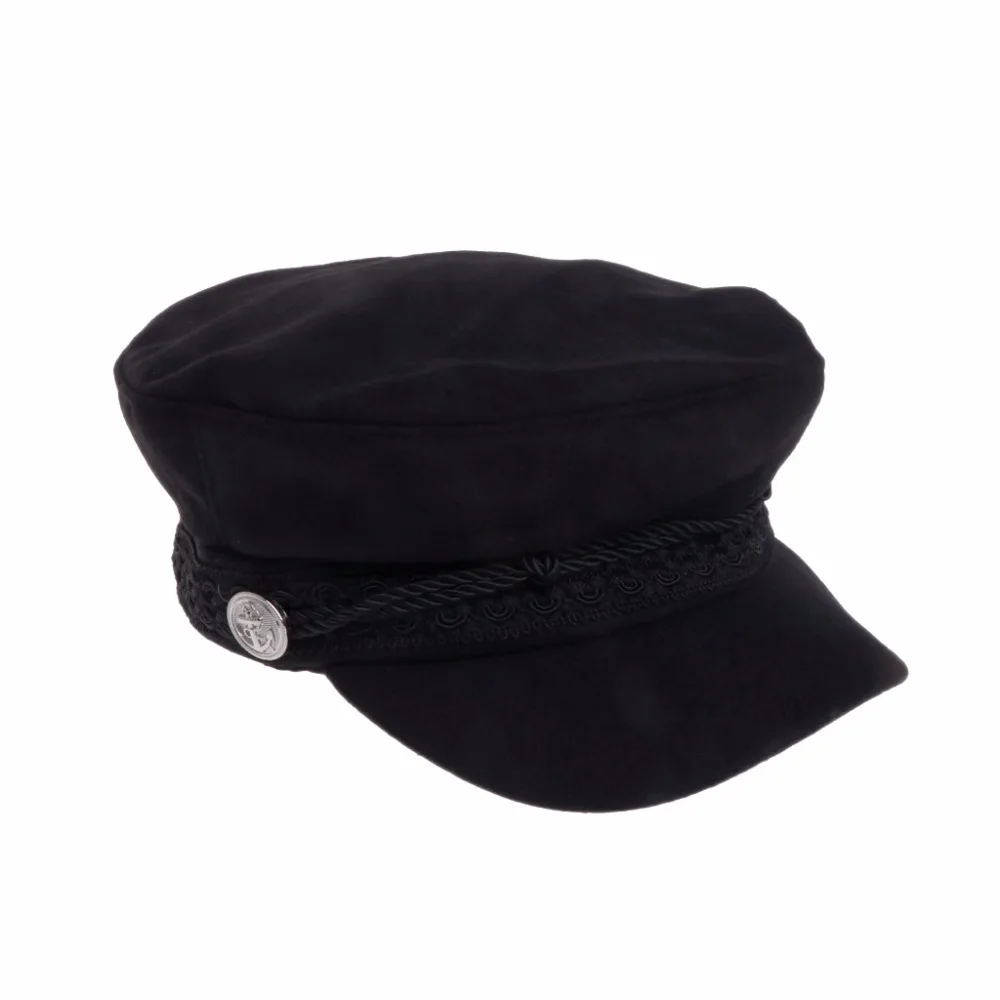 

Solid Military Hat Vintage Patchwork Beret Cap England Style Harajuku Flat