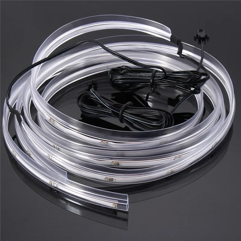 

Smuxi 2PCS 1M Neon 25 LED Strip Light 12V DC Glow EL Wire String Strip Rope Tube Car Interior Decor