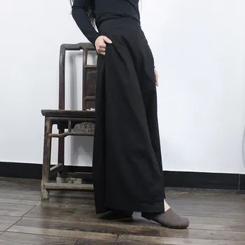 

2019 Fashion One Back Elastic Waist Wide Leg Pant Women Button Asymmetric Pants Large Flare Hem Loose Casual Trousers