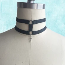 Harajuku сплава крест кулон Средства ухода за кожей Шеи использовать два строки CAGED Средства ухода за кожей Жгут Черный колье воротник ключицы цепи гот Связывание jq009