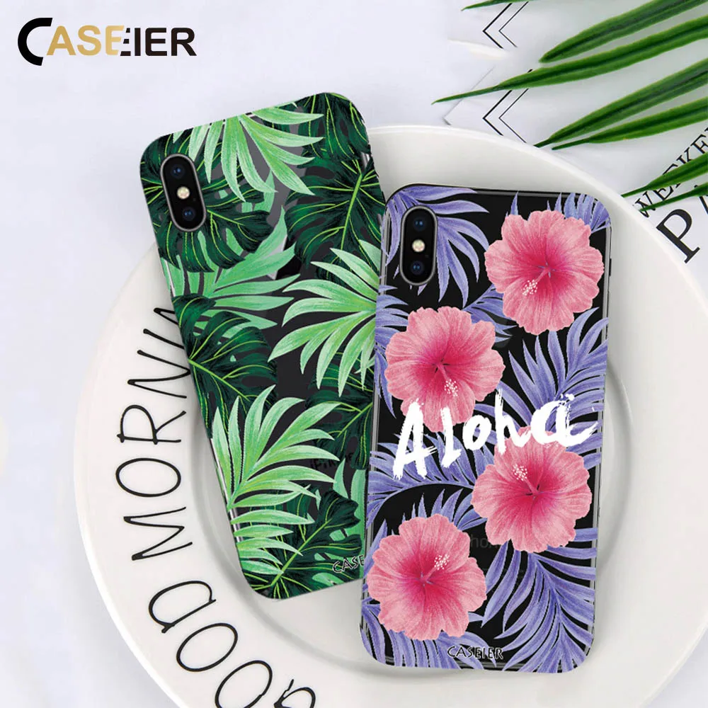 Caseier летние Силиконовые чехол для iPhone 6 с рисунком 6s 7 8 Plus Чехлы Роскошный X 5 5S SE