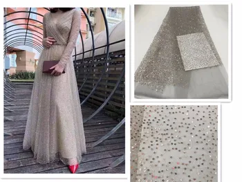 

Wedding Dress sequins Lace Fabric, Nigerian Lace Fabric For Dress, Lilac Lace Fabric High Quality French Lace