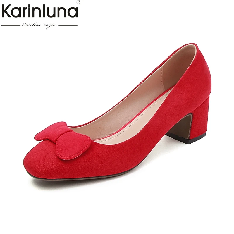 

Karinluna Plus Size 43 Chic Style Chunky Heels women's Shoes 2019 Brand New Mature Elegant Office Lady women's Pumps