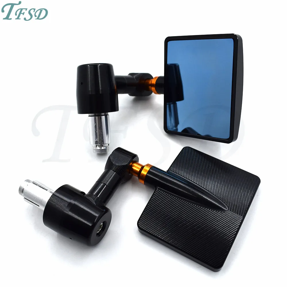 

7/8"22mm Universal square Motorcycle Bar End Rearview Mirrors Rear View Handle Side Mirrors CNC Aluminum For Suzuki Kawasaki