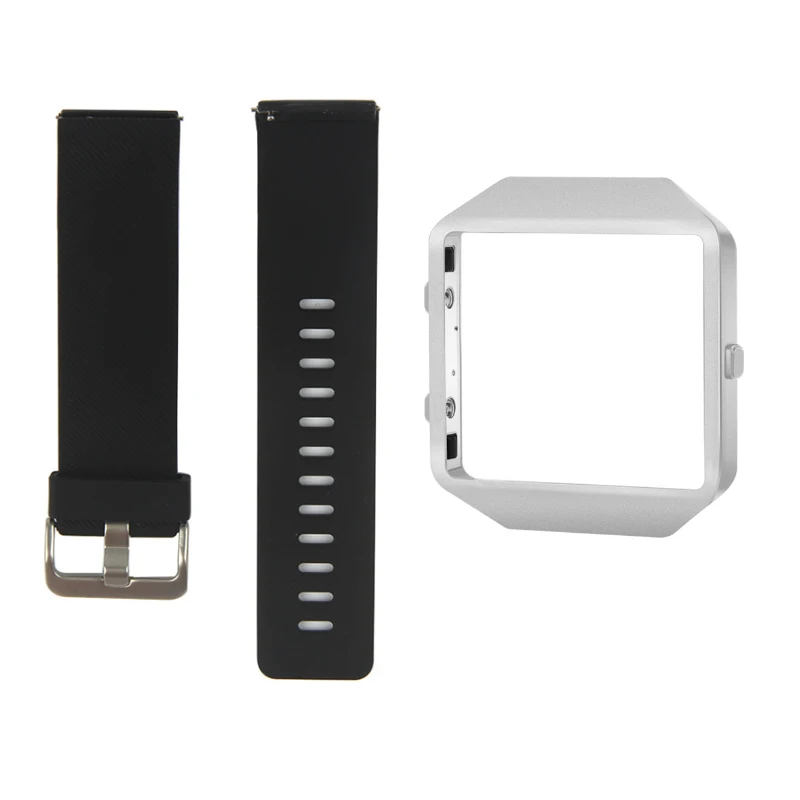 Bemorcabo для Fitbit Blaze Band, силиконовый браслет, сменный ремешок с новой серебристой рамкой для Fitbit Blaze, умные фитнес-часы - Цвет ремешка: Черный
