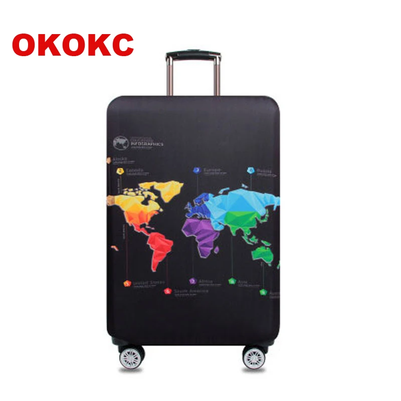 

OKOKC Thickest Travel World Map Luggage Suitcase Protective Cover for Trunk Case Apply To 19''-32'' Suitcase Cover Elastic