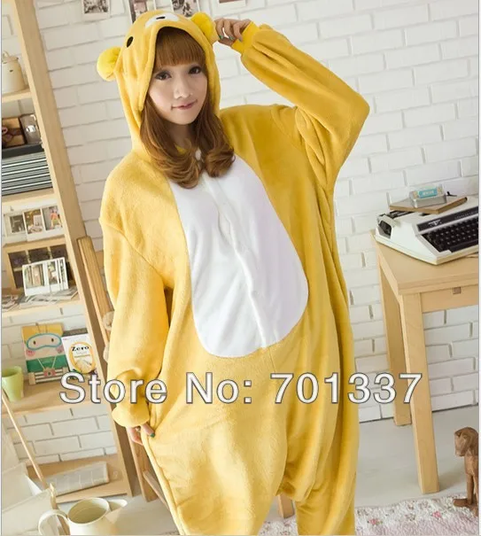 Мужские Женские Желтый взрослых животных Комбинезоны onsie пижамы 329 s/m/L/XL