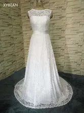 Cheap Price ! 2017 New Free Shipping cap sleeve lace sashes A Line White / Ivory Wedding Dresses FS087