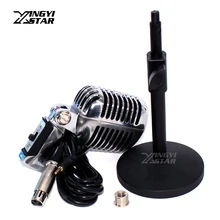 Профессиональный Проводной динамический Винтаж микрофон 3.5 мм разъем аудио кабель с настольной подставкой для компьютера PC караоке Studio Запись