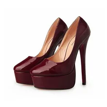Große größe 40-48 heißer 2016 Frühling und Sommer Marke Frauen Pumpen Sexy Plattform lackleder 16 cm High Heels fashion Party schuhe