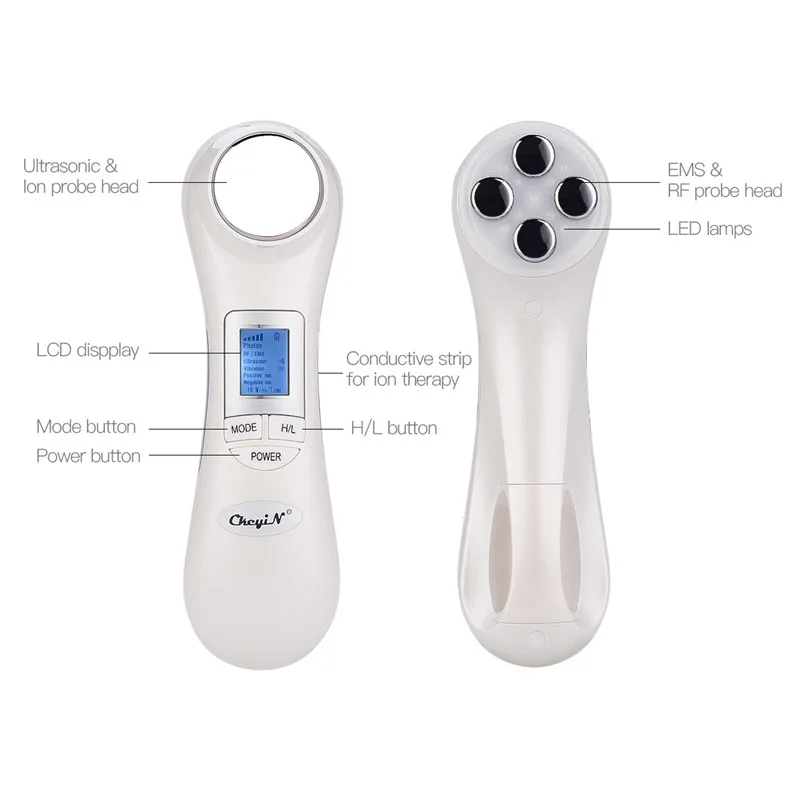 6 in 1 Ultrasonic Face RF EMS LED Photon Rejuvenation Machine Facial Skin Lifting Device Mesotherapy 5